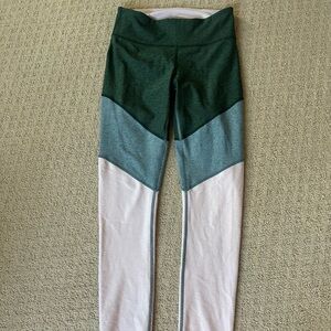 Outdoor Voices Tri-Tone Leggings - Green, Blue, Pink